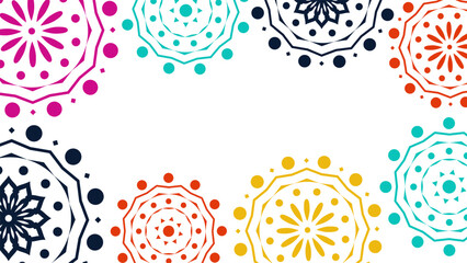 Vector. Web banner, poster, cover, splash screen, social media, backgraund with copy space for your text. Perforated bright patterns Papel Picado, floral pattern. National Hispanic Heritage Month. 