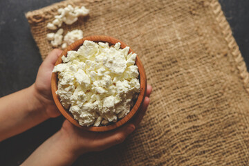 Natural cottage cheese. Natural dairy products