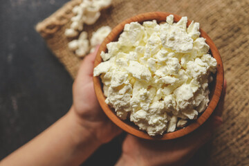Natural cottage cheese. Natural dairy products