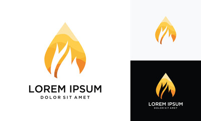 Water and fire logo design template. Fire water logo design inspiration
