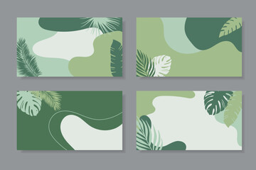 Set of tropical backgrounds. Summer concept with tropical leaves.