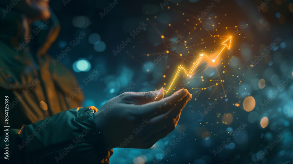 Aufkleber a conceptual image of a hand with a glowing arrow, symbolizing growth and progress