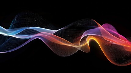 Fototapeta premium A colorful wave of light is shown on a black background
