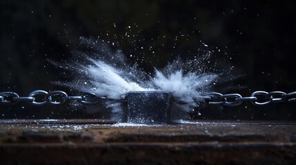 A powerful magnet was used to expose iron dust, producing an eye-catching visual effect against a black background.