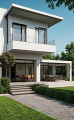 Fototapeta premium modern house in the park