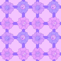 Cartoon flower seamless pattern for wrapping paper and fabrics and linens and kids clothes print