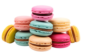 Fototapeta premium Colorful macarons isolated on white background.