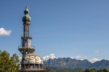 Abandoned Amusement Park Theme Park on a Hill near Lake Como in the Alps in Italy