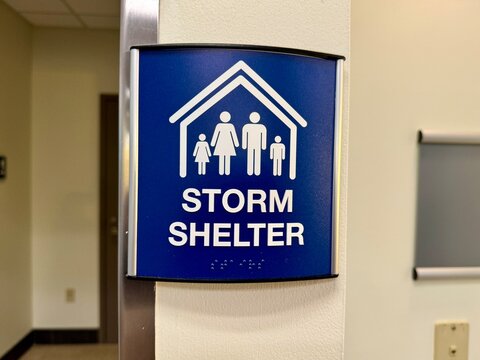 The Storm Shelter Area Sign at the airport in Springfield, Illinois