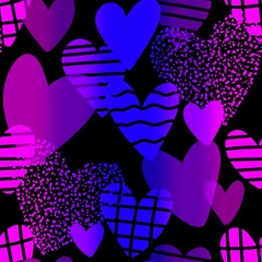 Valentines hearts seamless retro pattern for wrapping paper and fabrics