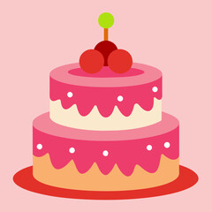 cherries pink birthday cake 