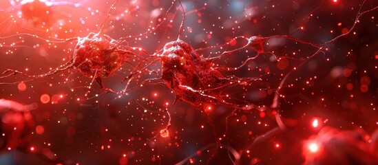 Red network in sci-fi backdrop