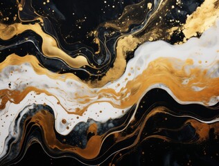 Dark Luxury Marble Stone Surface Texture Background with golden lines