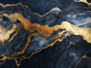 Dark Luxury Marble Stone Surface Texture Background with golden lines