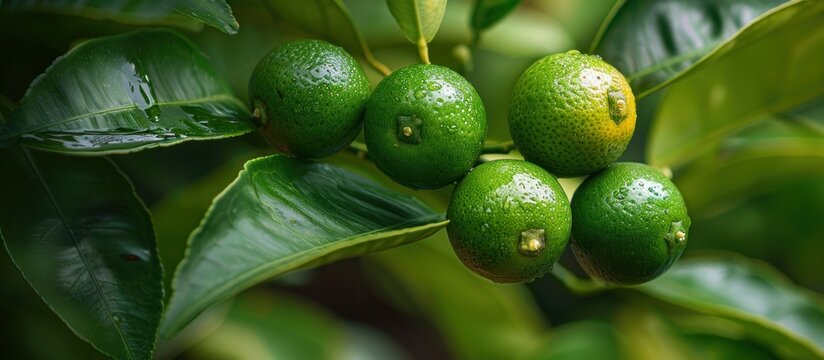 Triphasia trifolia fruit on a branch