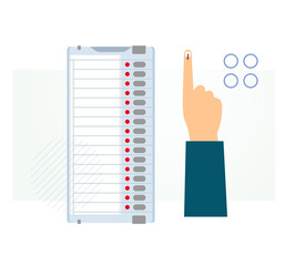 Power of Elections -Pressing Button on Electronic Voting Machine - EVM - Stock Illustration