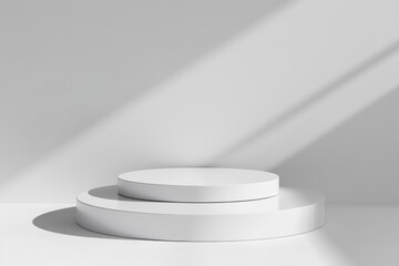 White Platform. Modern Pedestal Display for Product Showcase on Clean Background