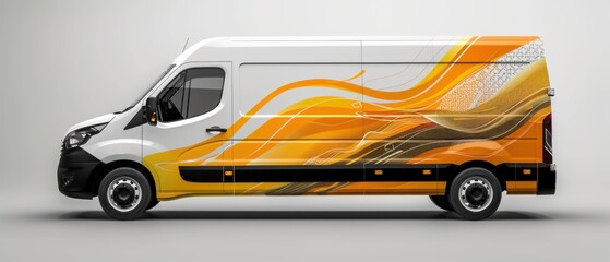 Design a professional mockup of a company vehicle wrap for a delivery service.