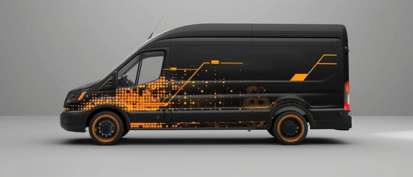 Design a professional mockup of a company vehicle wrap for a delivery service.