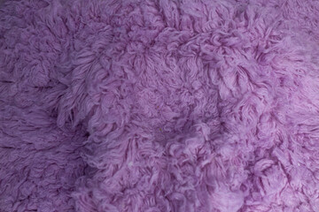 background texture. sheep fur. purple faux fur. fabric for clothing