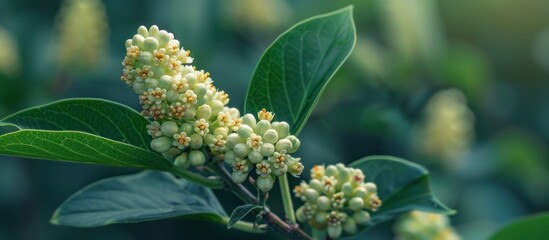 Blooming skimmia japonica at kew green