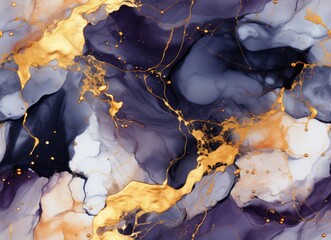 Fototapeta premium Dark Luxury Marble Stone Surface Texture Background with golden lines seamless pattern