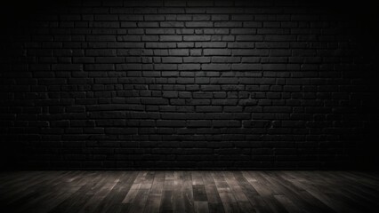 Texture of a dark brick wall with spot lighting