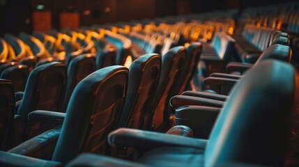 Rows of empty seats and seats in an auditorium.