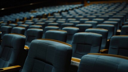 Obraz premium Rows of empty seats and seats in an auditorium.