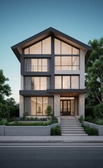 Fototapeta premium modern house with garden
