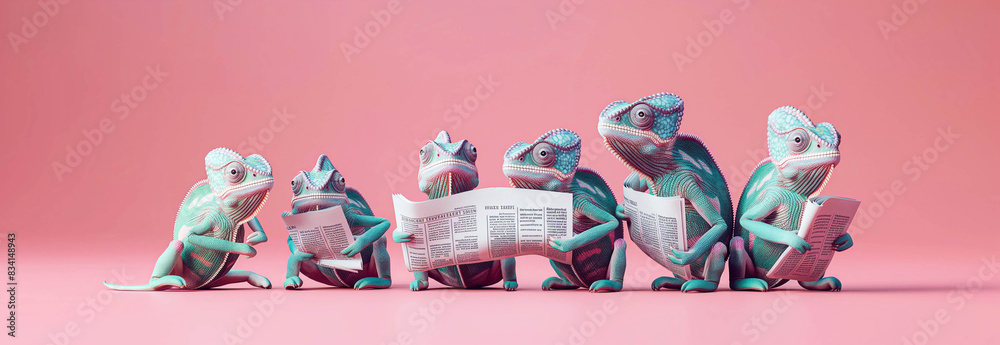 Canvas Prints Chameleons and newspapers, the concept of freedom of speech