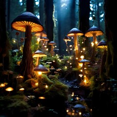 Naklejka premium mushrooms in the forest