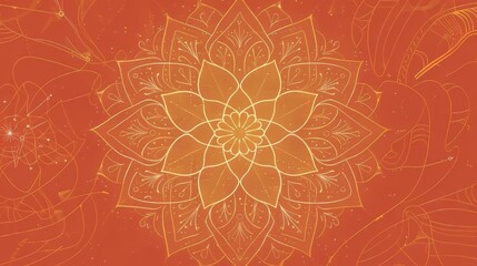 Orange background with gold mandala pattern, perfect for meditation classes or wellness retreats