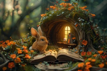 Enchanting 3D renderings of whimsical children's book illustrations, depicting magical worlds, adorable creatures, and imaginative adventures, brimming with charm and creativity, formatted in a