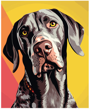 German Shorthaired Pointer Comic Vector Illustration