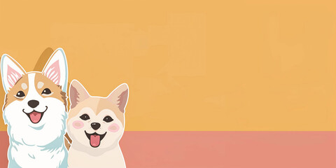 Obraz premium Two sitting dogs, banner