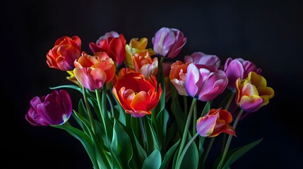 Close Up Photography Of Tulip Flowers (Generative AI)