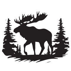 Moose Forest Vector Silhouette