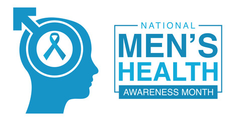 Men health awareness month poster or banner of blue ribbon. Vector no shave symbol for social solidarity event against man Movember healthcare prostate cancer campaign.