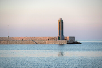 Sunset view of coastal street at city of Bari, Apulia Region, Italy