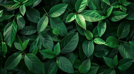 A Closeup of Tropical Plant Leaves in a Lush Garden, Unveiling a Symphony of Dark Green Hues and Intricate Patterns, Ideal for Spa Backgrounds, Wallpapers, and Ornamental Designs