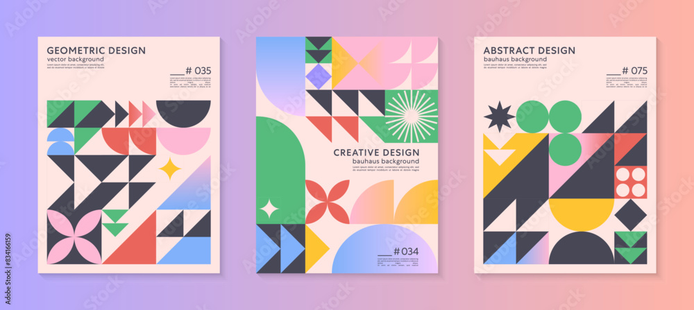 Poster abstract geometric pattern backgrounds with copy space for text.trendy minimalist geometric designs 