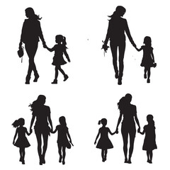 Mom and Daughters Silhouette Set