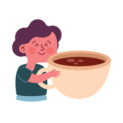 boy with big chocolate mug