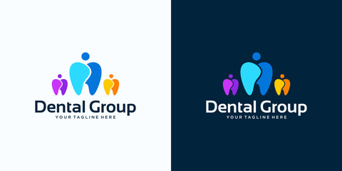 colorful dental logo design and people symbol