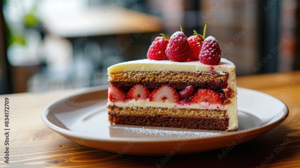 Sticker Cake slice on a dish