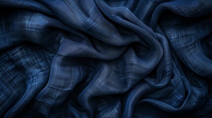 A blue fabric with a pattern of dots and lines