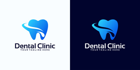 dental care clinic logo design with a modern and simple dental concept