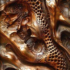 surreal relief art, abstract metallic design