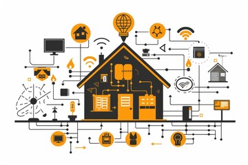 Brain Interface Smart Home Digital Technology Futuristic Components AI Cybernetic Innovation Electronic Connectivity